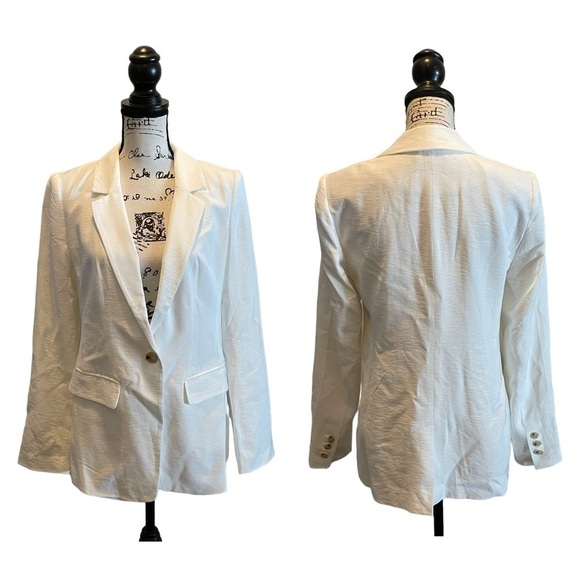 LOFT Ann Taylor Suit Jacket Blazer White Size 6 NWT Texture crinkle Office - Picture 10 of 10